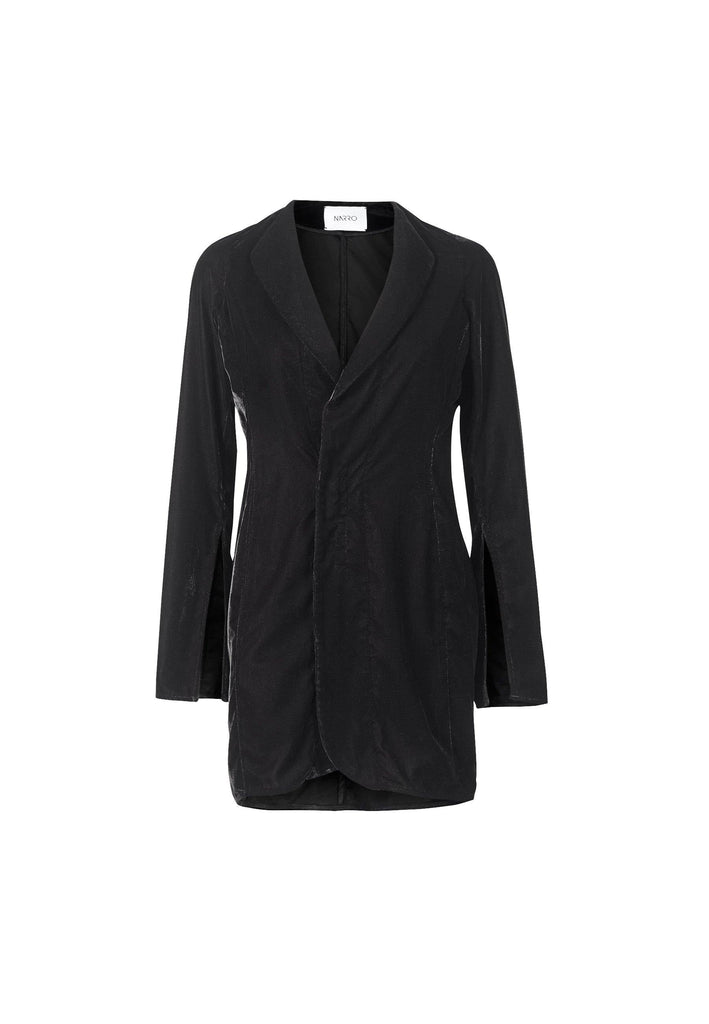 Velvet Wrap Front Blazer Dress With Slit Sleeves - NARRO