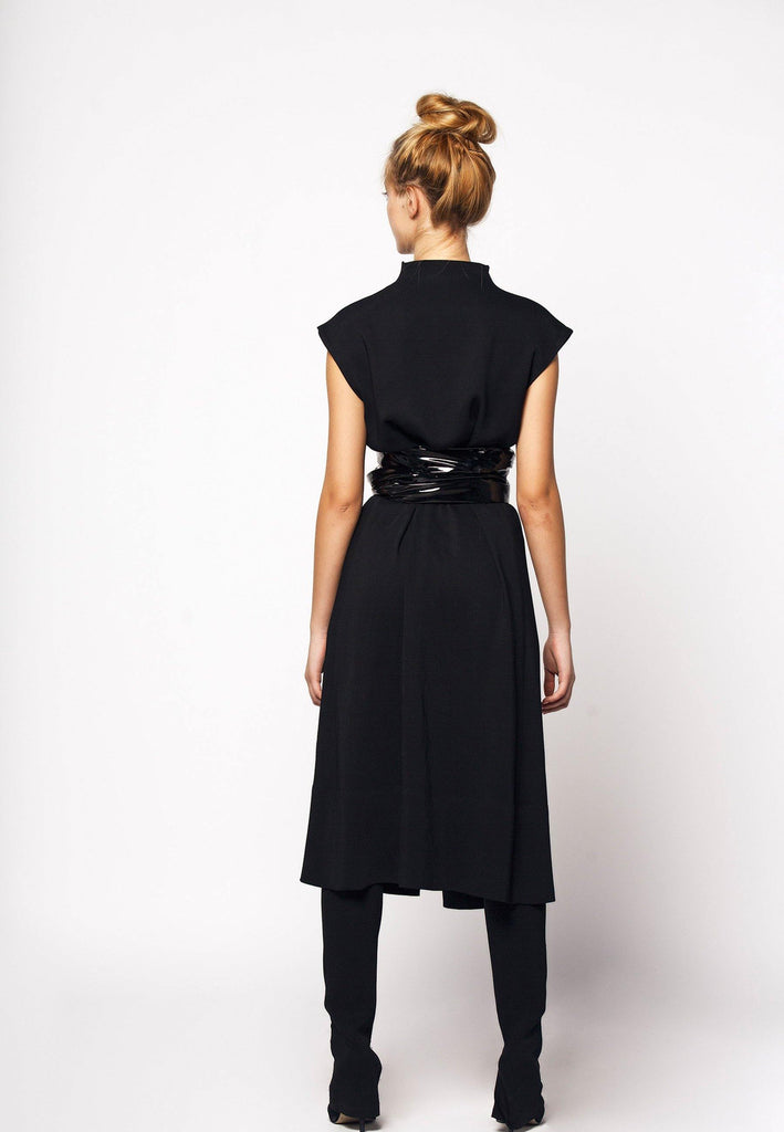 Midi Dress With Latex Belt - NARRO