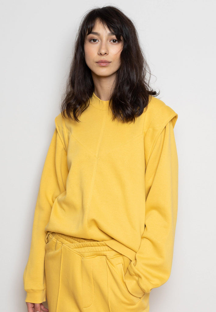 Sweatshirt with Enhanced Shoulders in Yellow - NARRO