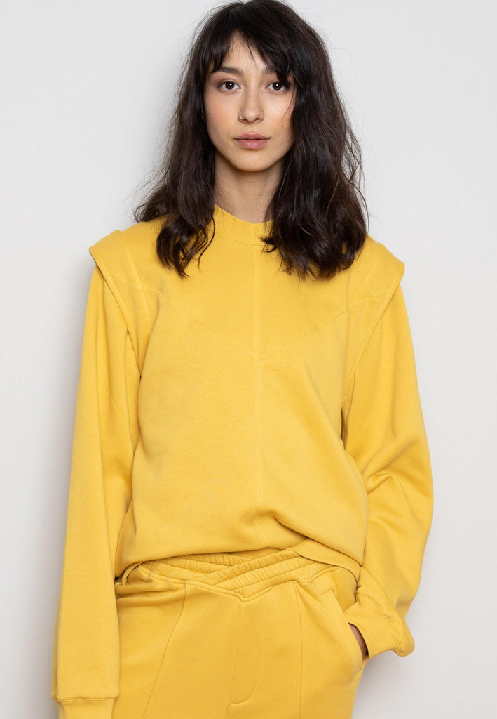 Sweatshirt with Enhanced Shoulders in Beige - NARRO