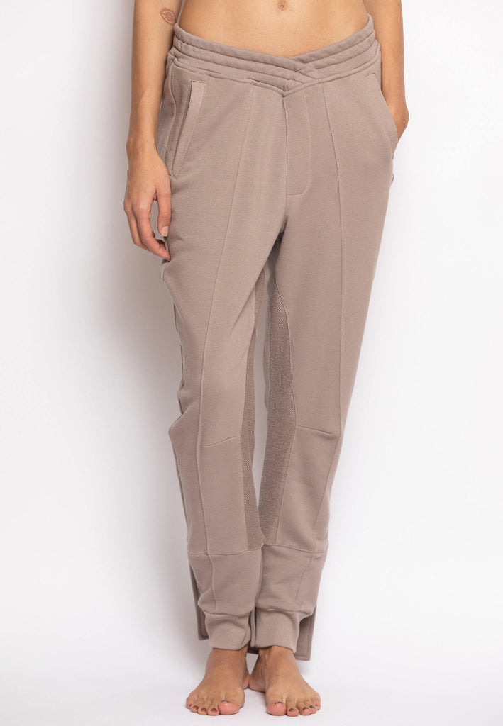 Overlapped Front Sweatpants with Cuffed Ankle in Khaki - NARRO