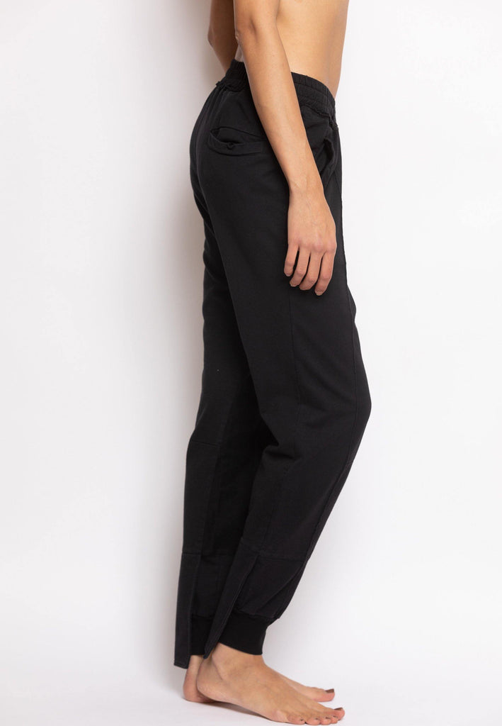 Overlapped Front Sweatpants with Cuffed Ankle in Black - NARRO