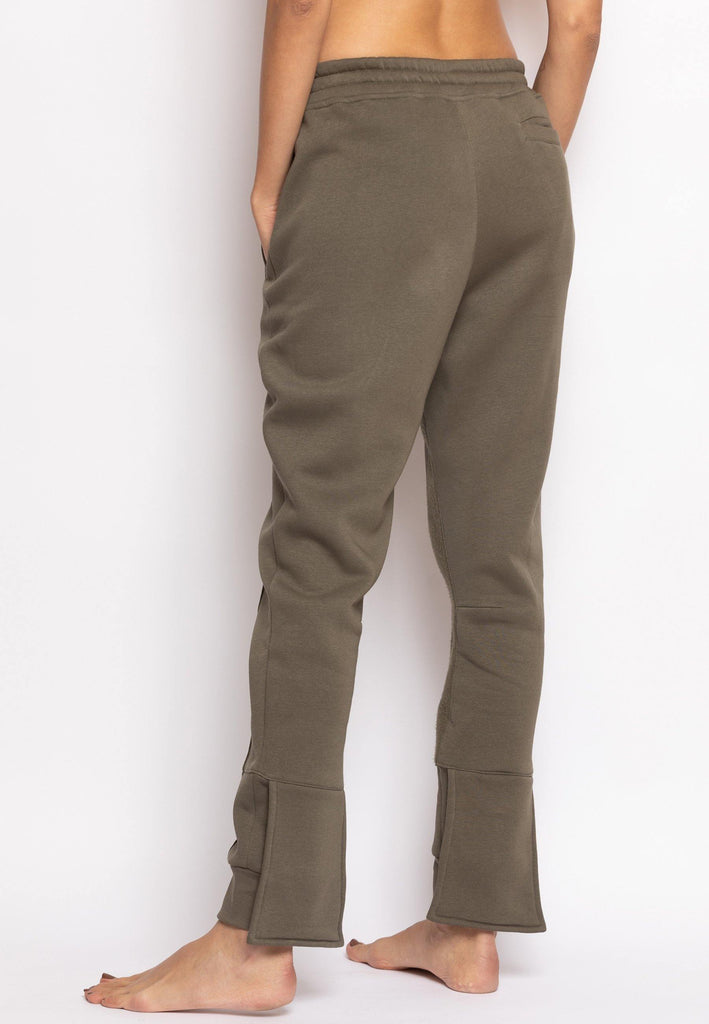 Overlapped Front Sweatpants with Cuffed Ankle in Khaki - NARRO