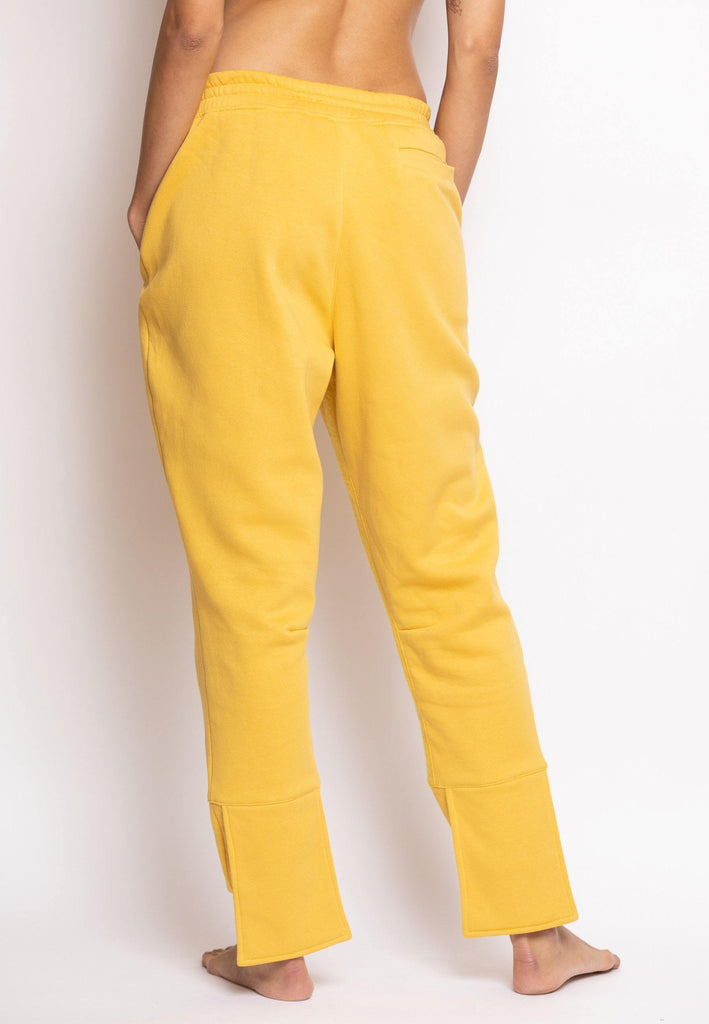 Overlapped Front Sweatpants with Cuffed Ankle in Yellow - NARRO