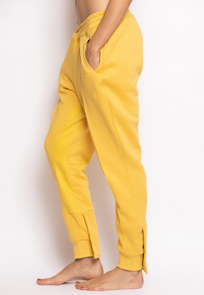 Overlapped Front Sweatpants with Cuffed Ankle in Yellow - NARRO