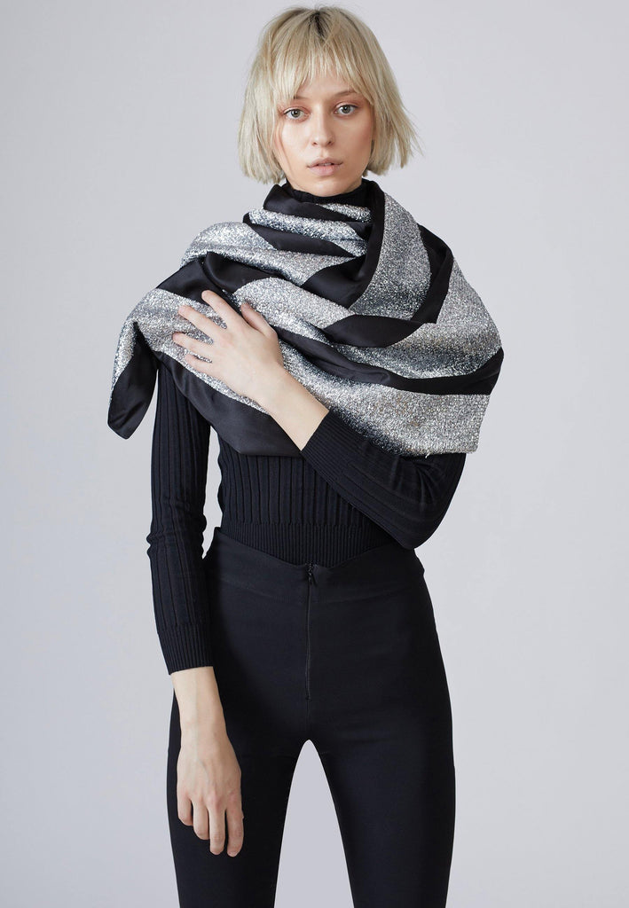 Striped Two Tone Wrap Asymmetric Scarf - NARRO