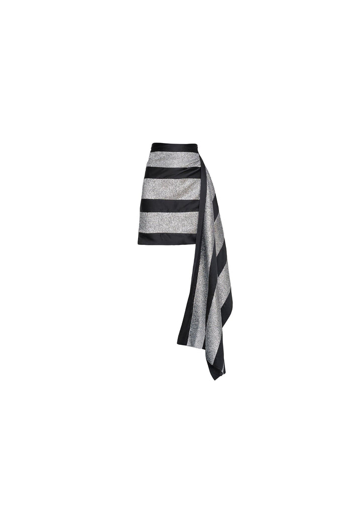 Striped Two Tone Wrap Asymmetric Scarf - NARRO