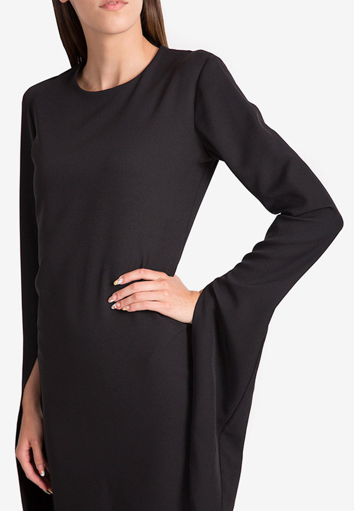 Midi Essential Viscose Dress with Elongated Sleeves - NARRO