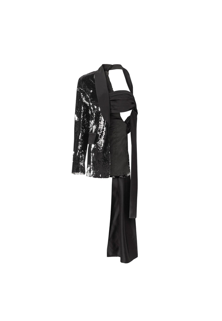 Deconstructed Sequin Blazer in Black - NARRO