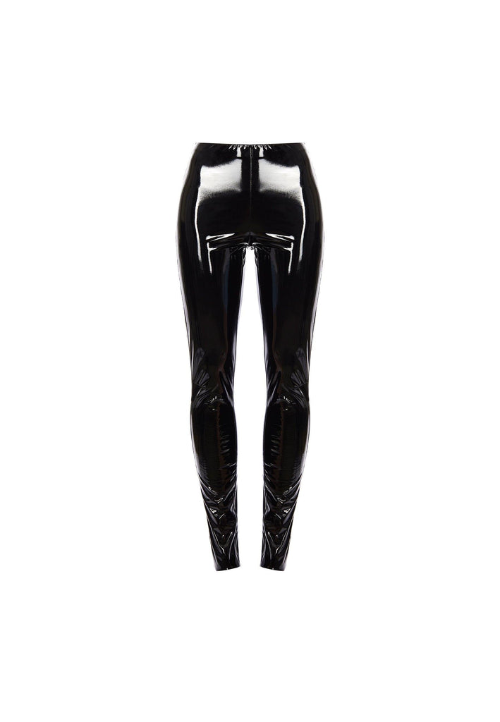 High Waist Black Vinyl Leggings - NARRO