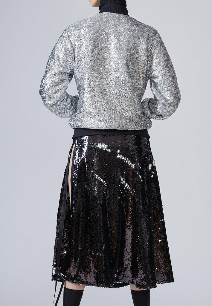 Black Asymmetric Sequin Midi Skirt  | NARROCLOTHING.COM - NARRO