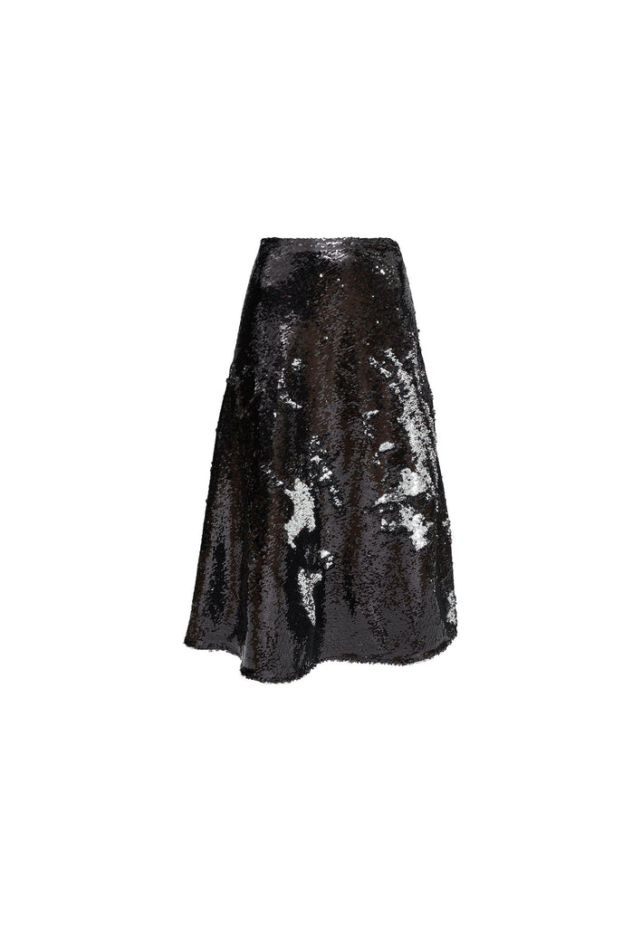 Black Asymmetric Sequin Midi Skirt  | NARROCLOTHING.COM - NARRO