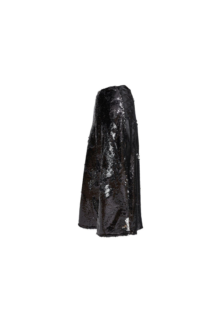 Black Asymmetric Sequin Midi Skirt  | NARROCLOTHING.COM - NARRO