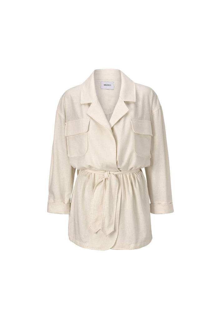 Linen Blend Belted Jacket - NARRO