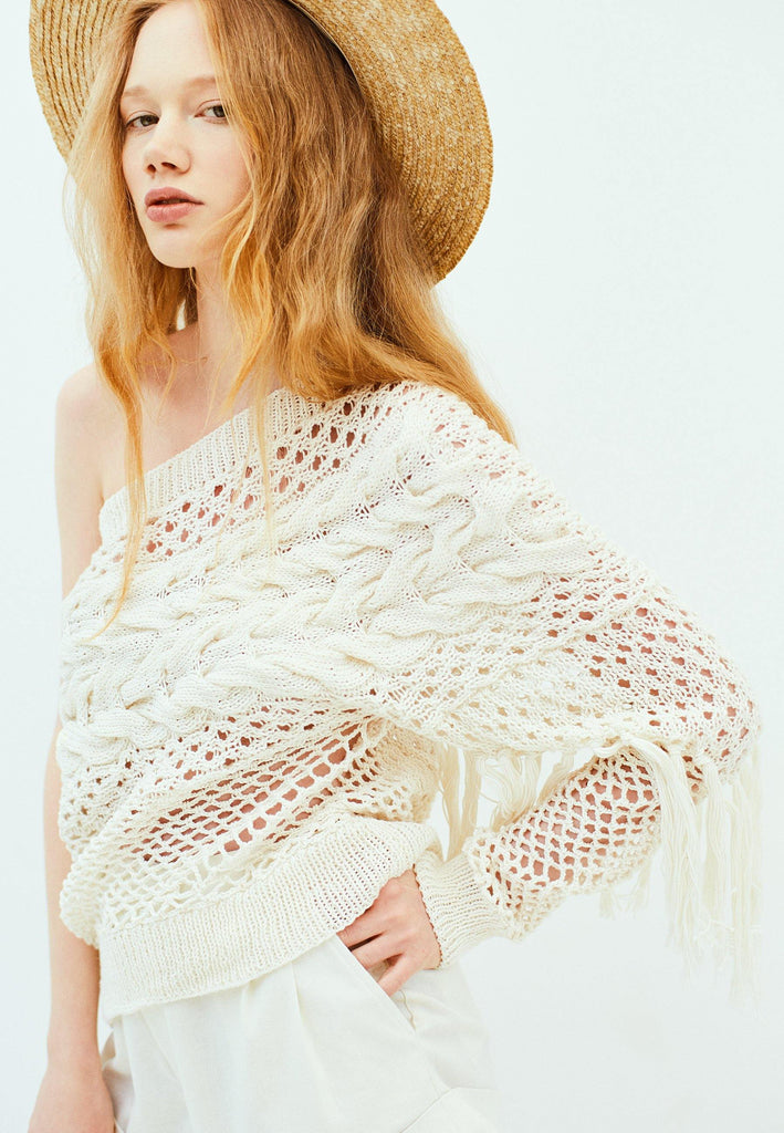 One Shoulder Knit Pullover - NARRO