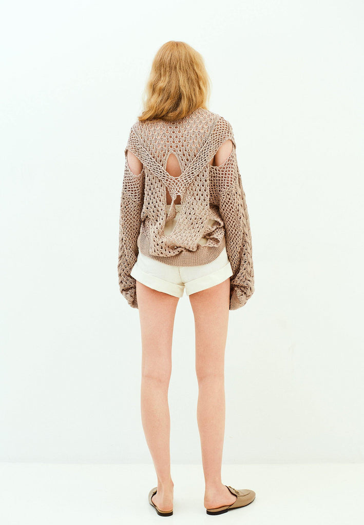 Organic Cotton Knitted Sweater in Dusty Pink - NARRO