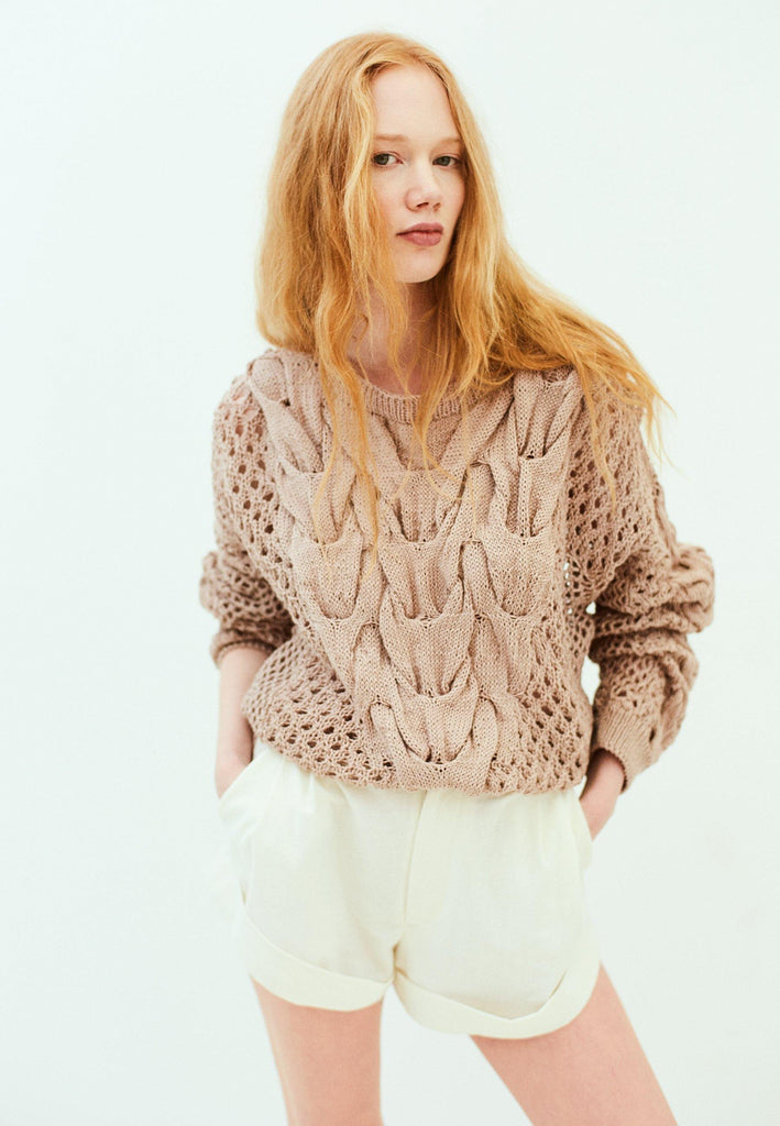 Organic Cotton Knitted Sweater in Dusty Pink - NARRO