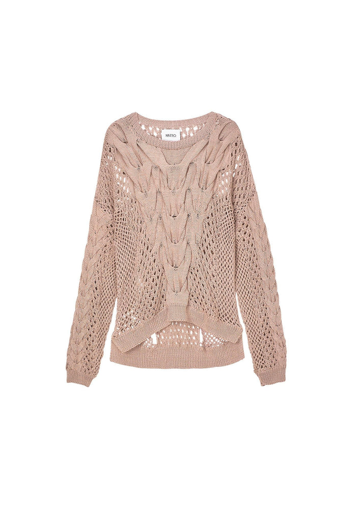 Organic Cotton Knitted Sweater in Dusty Pink - NARRO