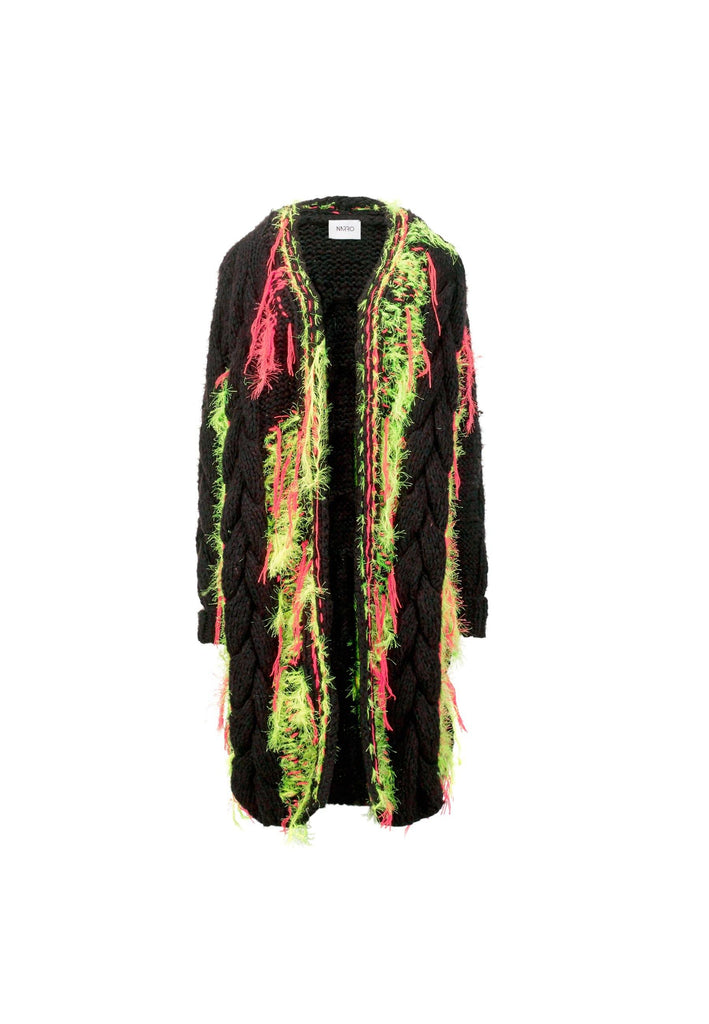 Embroidered Wool Long Cardigan - NARRO